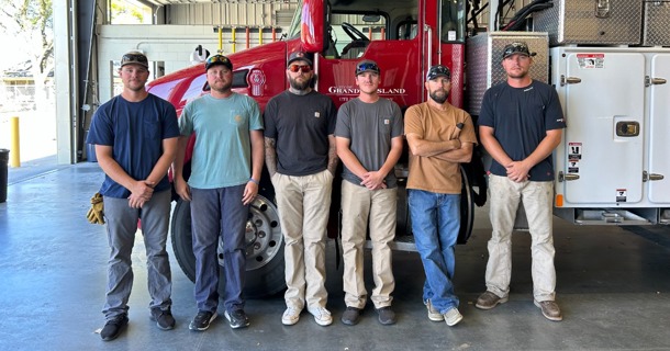 The Grand Island Utilities Department’s team of six (from left to right) includes Garret Porter, Judd Garner, Brady Bushhousen, Trevor Post, Jeff  Warren and Kaden Reimers.